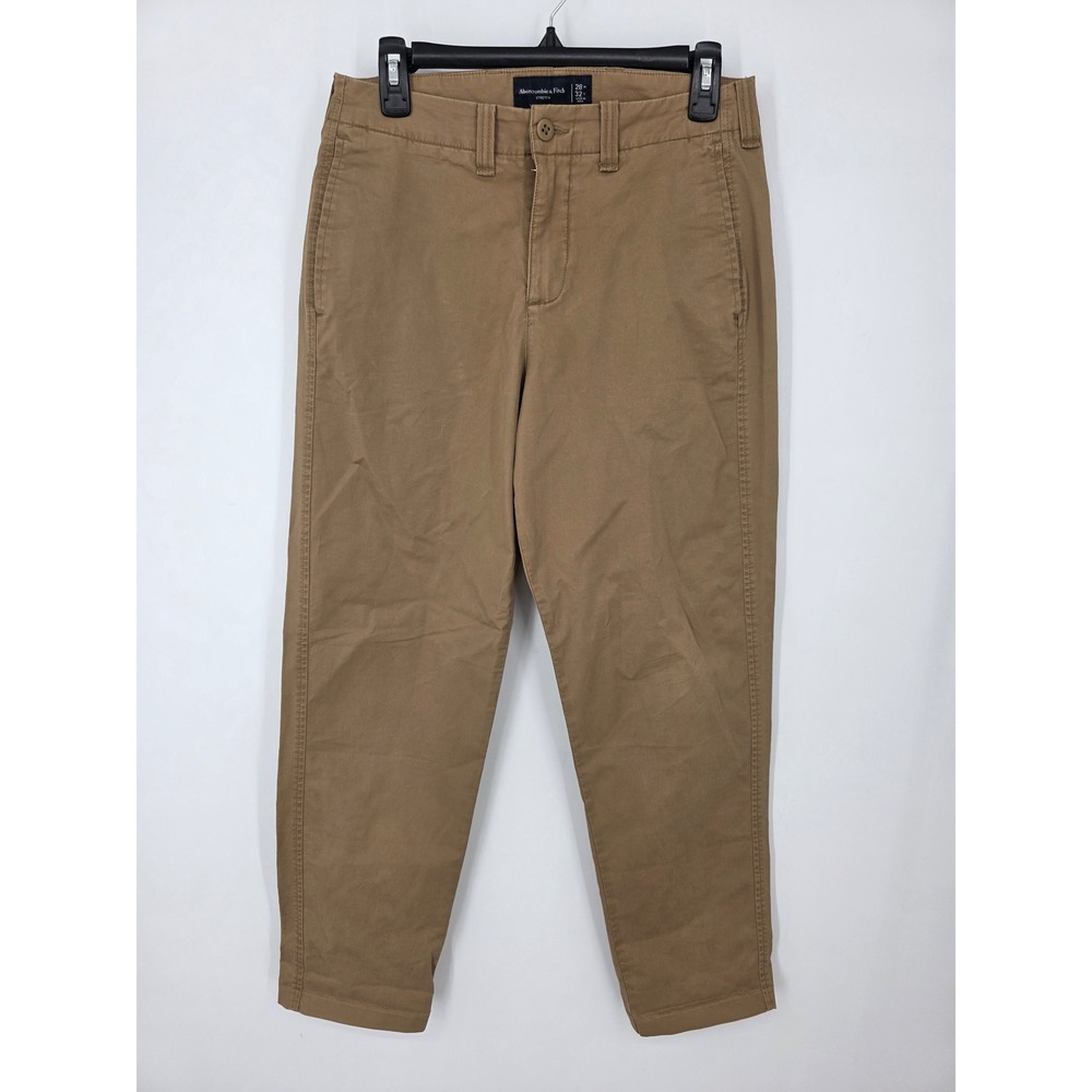 Abercrombie & Fitch Mens Tan Stretch Cotton Twill Chino Pants 28x32 Khaki